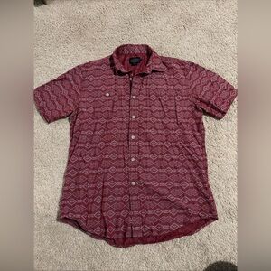 Men’s Pendleton Red Aztec Western Button Down Short Sleeve Shirt Size Medium